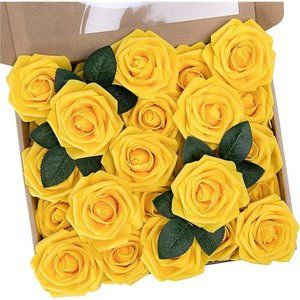 Artificial Flowers 25Pcs Fake Flowers Fall Roses Perfect for DIY Wedding Bouquet